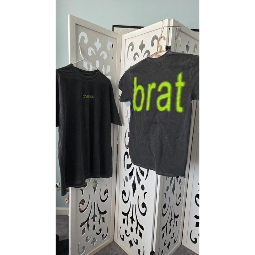 Charli XCX Brat Tour Graphic Tee Large Black Acid Wash Hyperpop Shirt